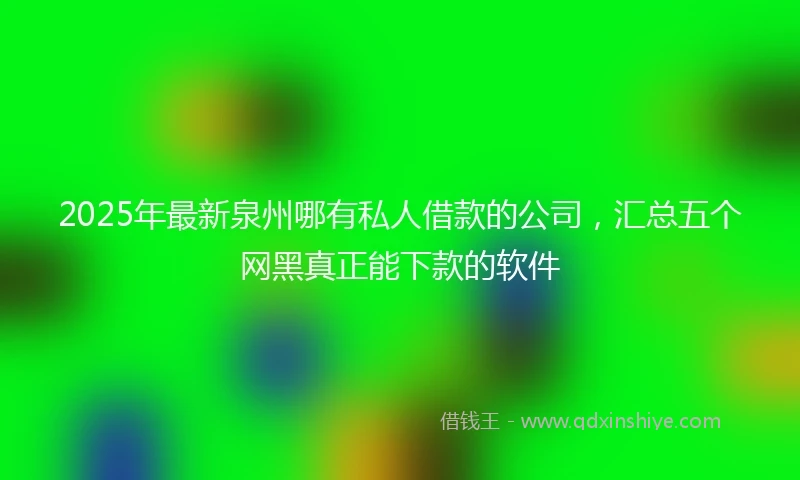 2025年最新泉州哪有私人借款的公司，汇总五个网黑真正能下款的软件