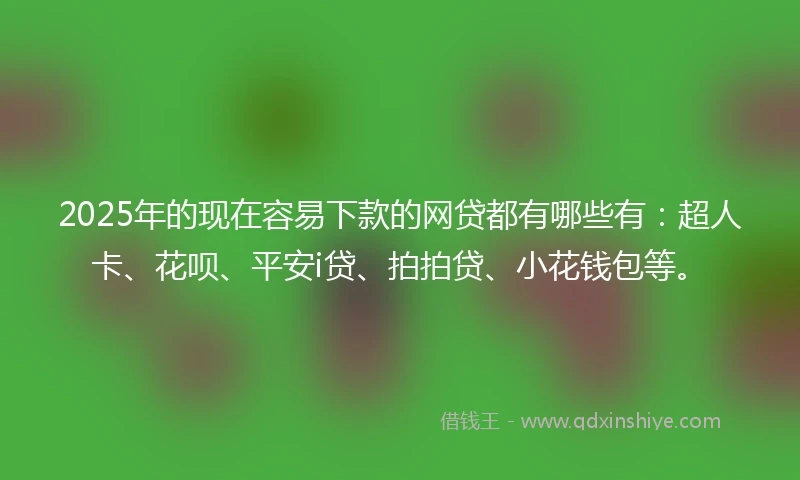 2025年的现在容易下款的网贷都有哪些有：超人卡、花呗、平安i贷、拍拍贷、小花钱包等。