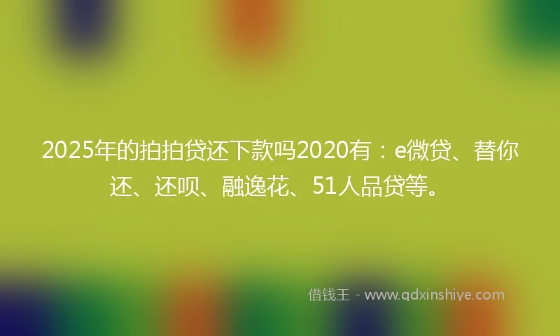 2025年的拍拍贷还下款吗2020有：e微贷、替你还、还呗、融逸花、51人品贷等。