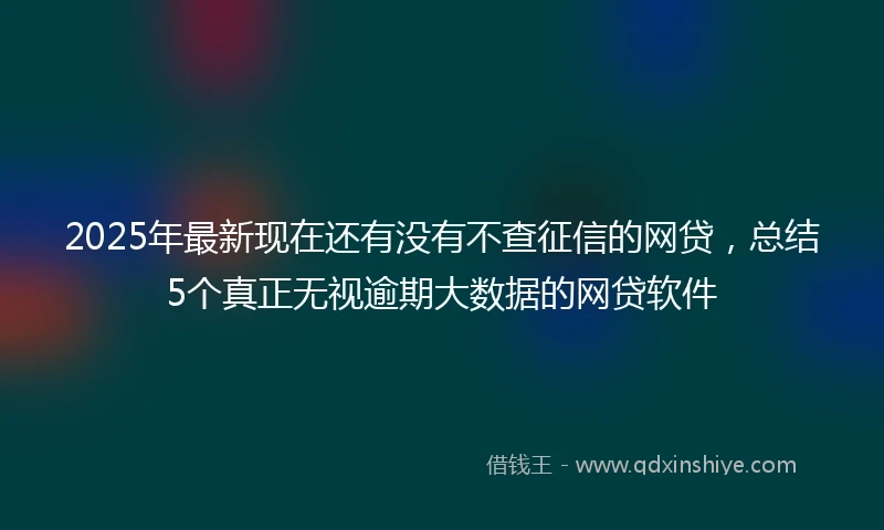 2025年最新现在还有没有不查征信的网贷，总结5个真正无视逾期大数据的网贷软件