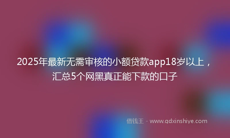 2025年最新无需审核的小额贷款app18岁以上，汇总5个网黑真正能下款的口子