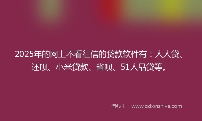 2025年的网上不看征信的贷款软件有：人人贷、还呗、小米贷款、省呗、51人品贷等。