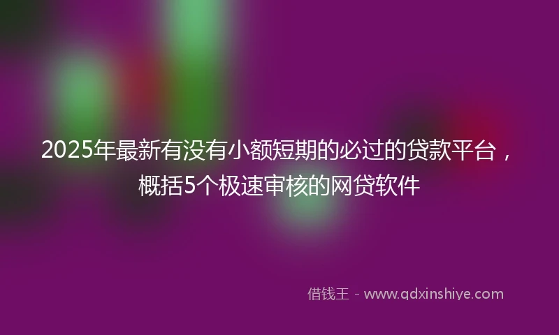 2025年最新有没有小额短期的必过的贷款平台，概括5个极速审核的网贷软件