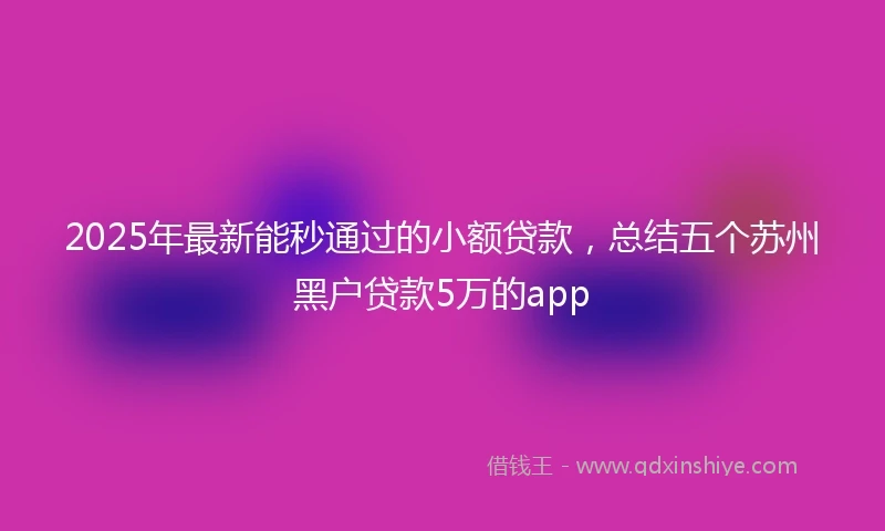 2025年最新能秒通过的小额贷款，总结五个苏州黑户贷款5万的app