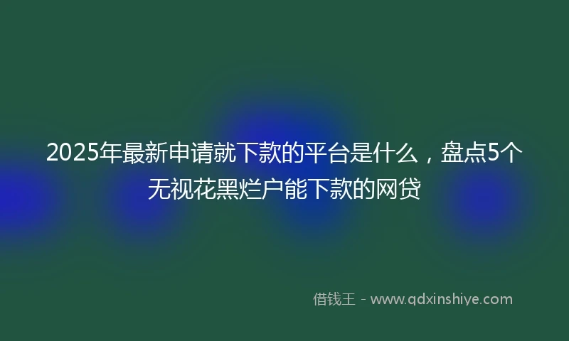 2025年最新申请就下款的平台是什么，盘点5个无视花黑烂户能下款的网贷