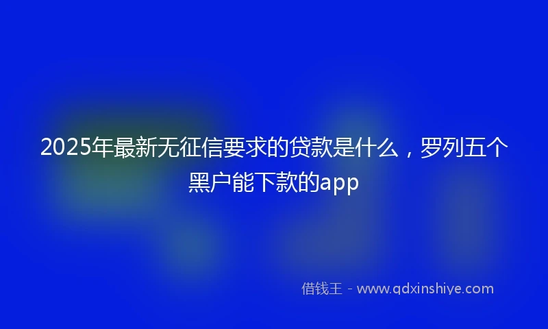 2025年最新无征信要求的贷款是什么，罗列五个黑户能下款的app