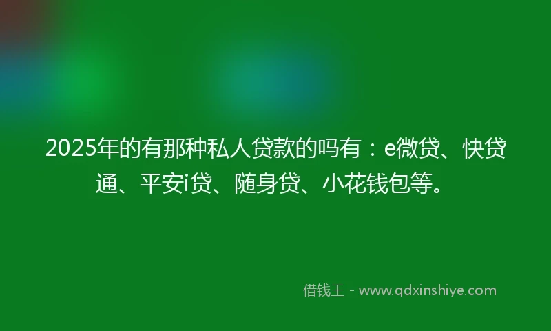 2025年的有那种私人贷款的吗有：e微贷、快贷通、平安i贷、随身贷、小花钱包等。