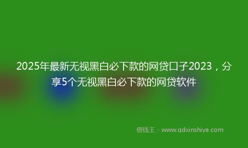2025年最新无视黑白必下款的网贷口子2023，分享5个无视黑白必下款的网贷软件