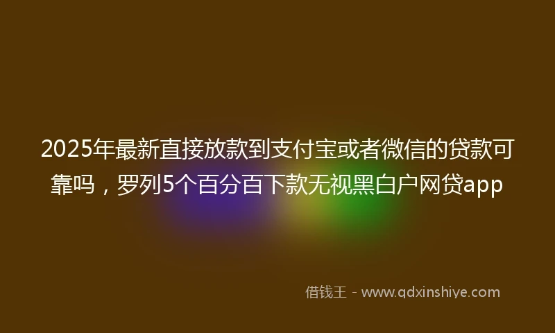 2025年最新直接放款到支付宝或者微信的贷款可靠吗，罗列5个百分百下款无视黑白户网贷app