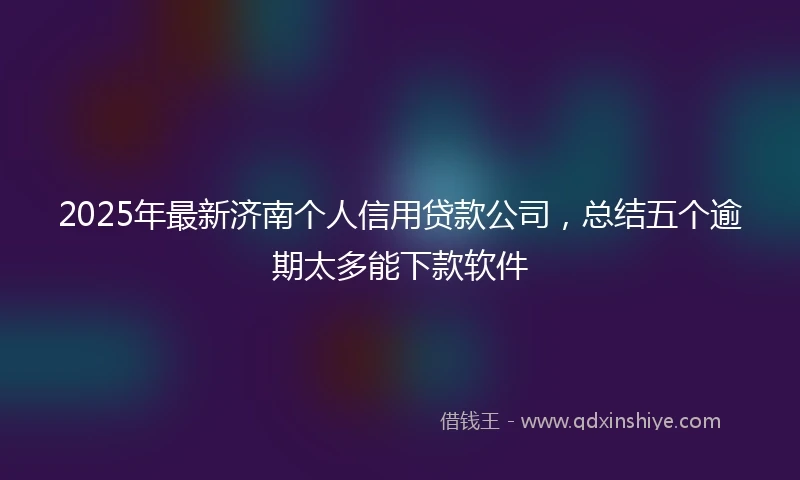 2025年最新济南个人信用贷款公司，总结五个逾期太多能下款软件