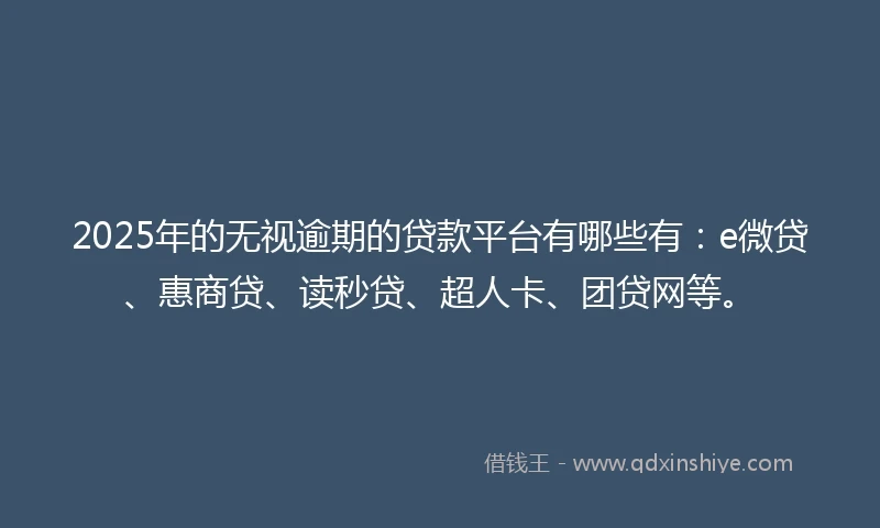 2025年的无视逾期的贷款平台有哪些有：e微贷、惠商贷、读秒贷、超人卡、团贷网等。