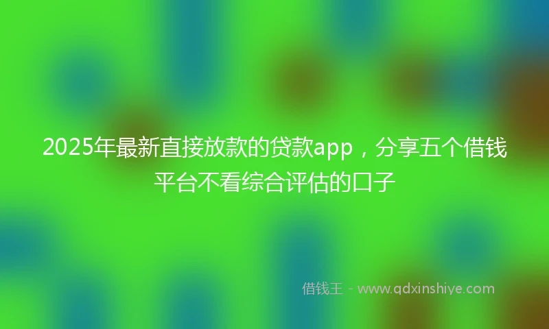 2025年最新直接放款的贷款app，分享五个借钱平台不看综合评估的口子