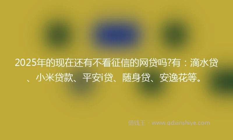 2025年的现在还有不看征信的网贷吗?有：滴水贷、小米贷款、平安i贷、随身贷、安逸花等。