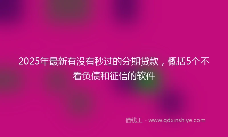 2025年最新有没有秒过的分期贷款，概括5个不看负债和征信的软件