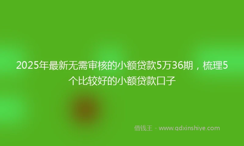 2025年最新无需审核的小额贷款5万36期，梳理5个比较好的小额贷款口子
