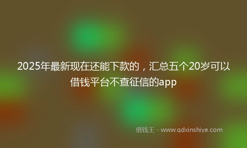 2025年最新现在还能下款的，汇总五个20岁可以借钱平台不查征信的app
