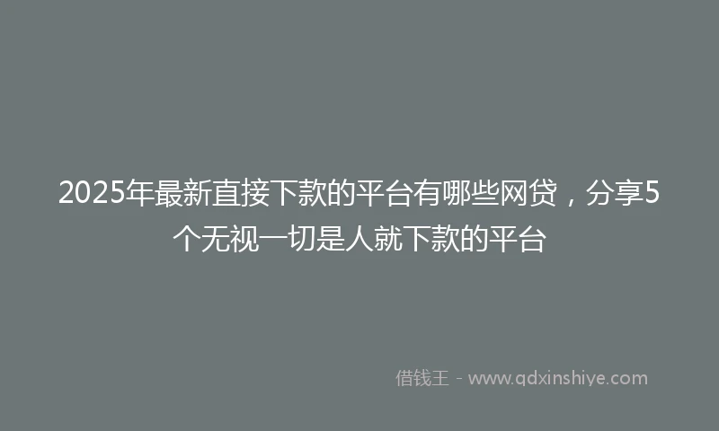 2025年最新直接下款的平台有哪些网贷，分享5个无视一切是人就下款的平台
