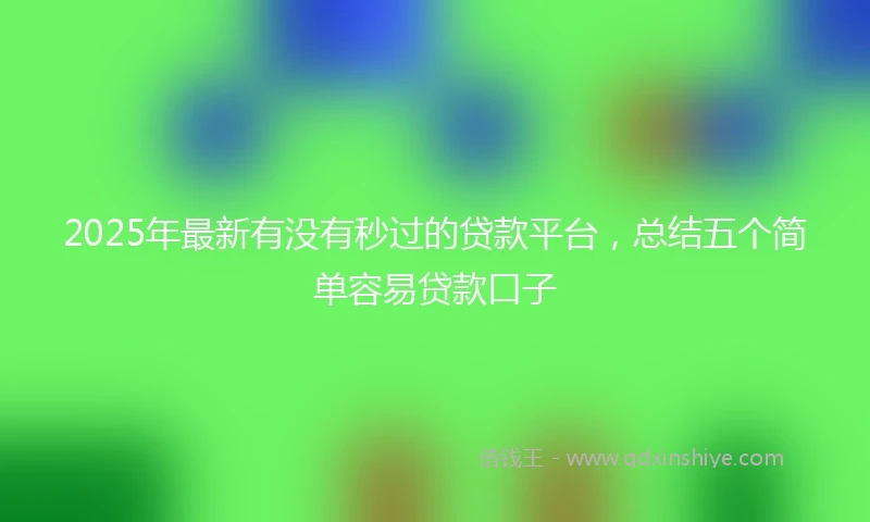 2025年最新有没有秒过的贷款平台，总结五个简单容易贷款口子