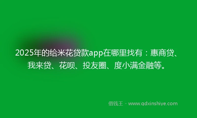 2025年的给米花贷款app在哪里找有：惠商贷、我来贷、花呗、投友圈、度小满金融等。