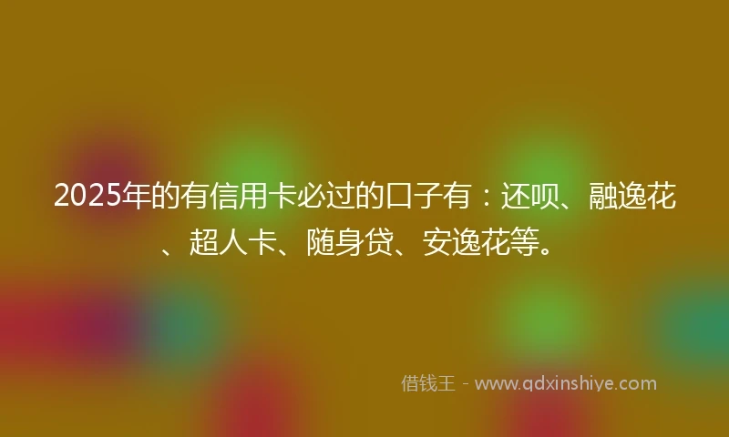 2025年的有信用卡必过的口子有：还呗、融逸花、超人卡、随身贷、安逸花等。