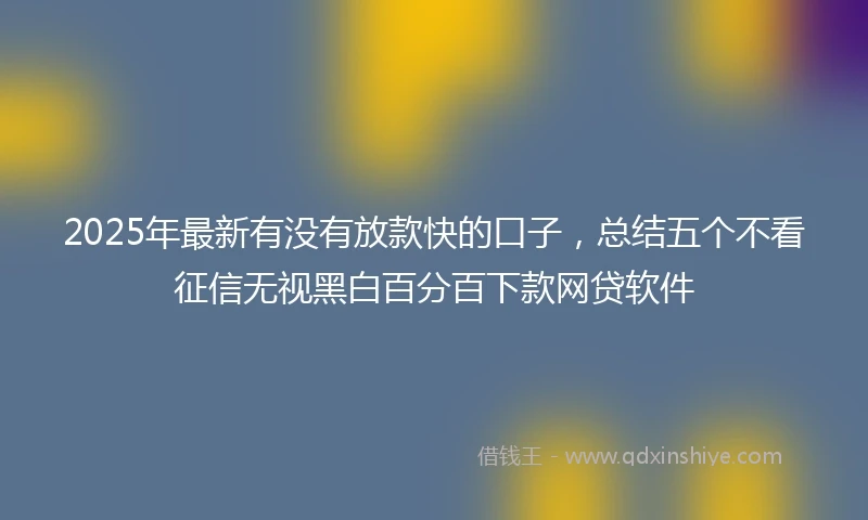 2025年最新有没有放款快的口子，总结五个不看征信无视黑白百分百下款网贷软件