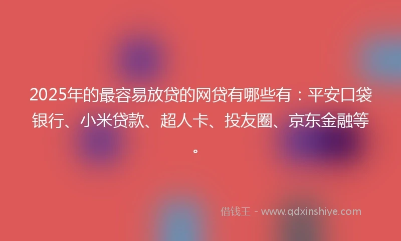 2025年的最容易放贷的网贷有哪些有：平安口袋银行、小米贷款、超人卡、投友圈、京东金融等。