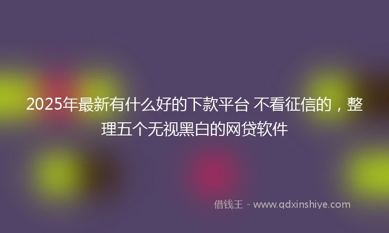 2025年最新有什么好的下款平台 不看征信的，整理五个无视黑白的网贷软件