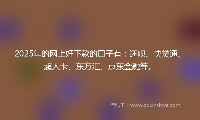 2025年的网上好下款的口子有：还呗、快贷通、超人卡、东方汇、京东金融等。
