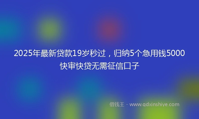 2025年最新贷款19岁秒过，归纳5个急用钱5000快审快贷无需征信口子