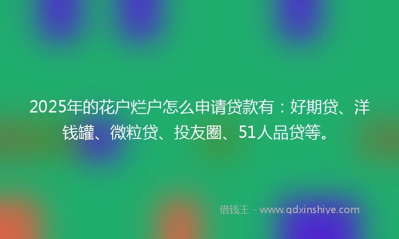 2025年的花户烂户怎么申请贷款有：好期贷、洋钱罐、微粒贷、投友圈、51人品贷等。