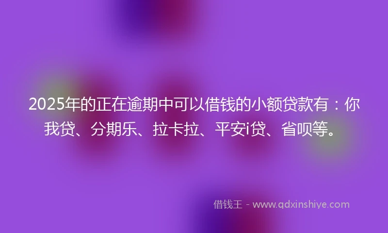 2025年的正在逾期中可以借钱的小额贷款有：你我贷、分期乐、拉卡拉、平安i贷、省呗等。