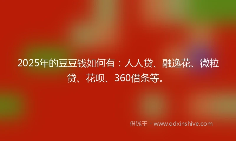 2025年的豆豆钱如何有：人人贷、融逸花、微粒贷、花呗、360借条等。