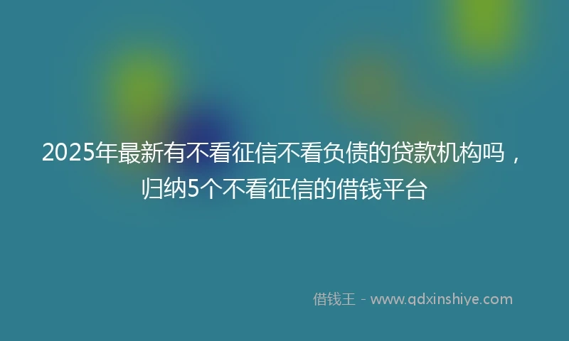 2025年最新有不看征信不看负债的贷款机构吗，归纳5个不看征信的借钱平台