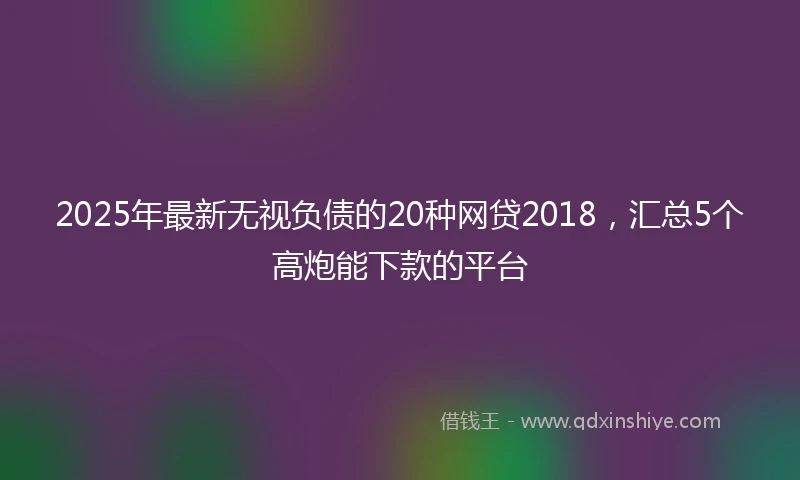 2025年最新无视负债的20种网贷2018，汇总5个高炮能下款的平台
