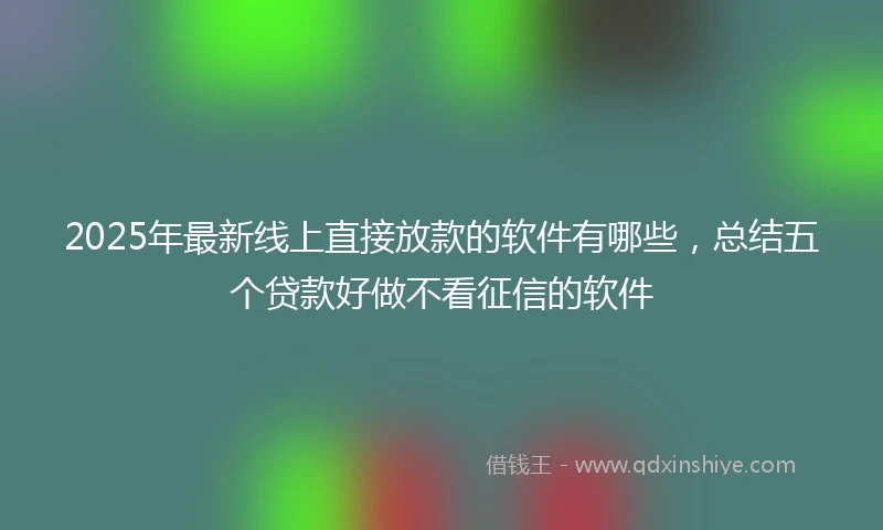 2025年最新线上直接放款的软件有哪些，总结五个贷款好做不看征信的软件