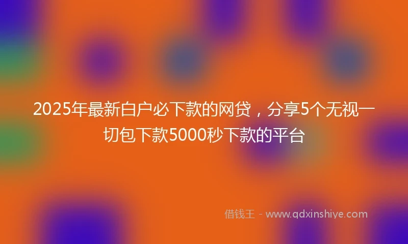 2025年最新白户必下款的网贷，分享5个无视一切包下款5000秒下款的平台