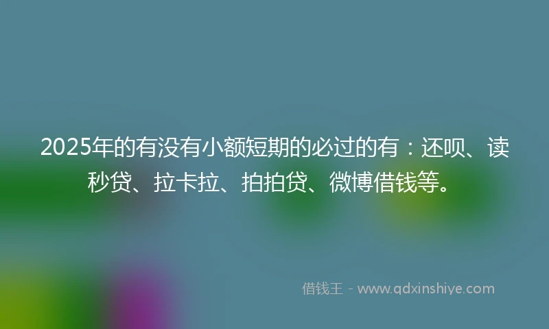 2025年的有没有小额短期的必过的有：还呗、读秒贷、拉卡拉、拍拍贷、微博借钱等。
