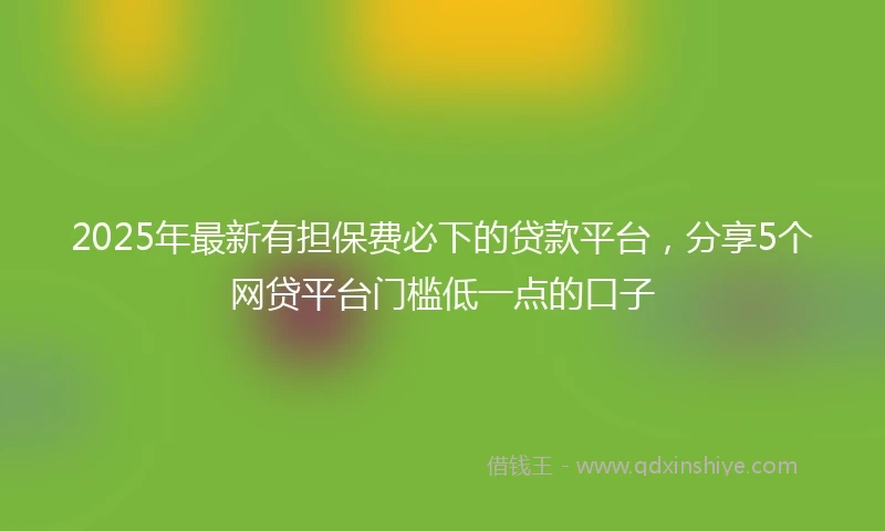 2025年最新有担保费必下的贷款平台，分享5个网贷平台门槛低一点的口子