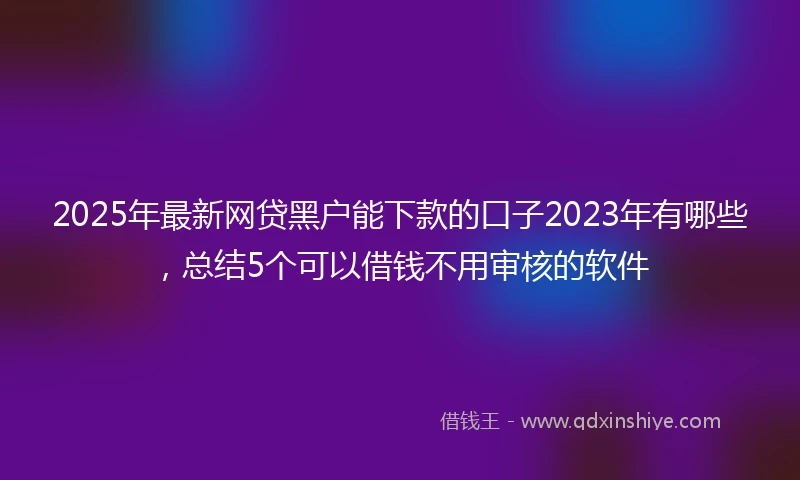 2025年最新网贷黑户能下款的口子2023年有哪些，总结5个可以借钱不用审核的软件
