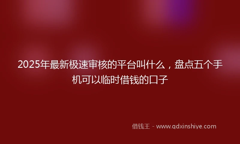 2025年最新极速审核的平台叫什么，盘点五个手机可以临时借钱的口子