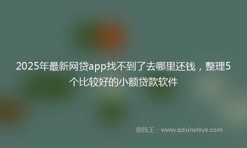 2025年最新网贷app找不到了去哪里还钱，整理5个比较好的小额贷款软件