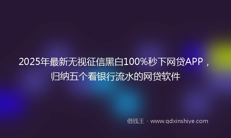 2025年最新无视征信黑白100%秒下网贷APP，归纳五个看银行流水的网贷软件