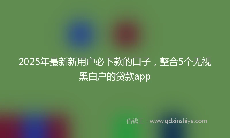 2025年最新新用户必下款的口子，整合5个无视黑白户的贷款app