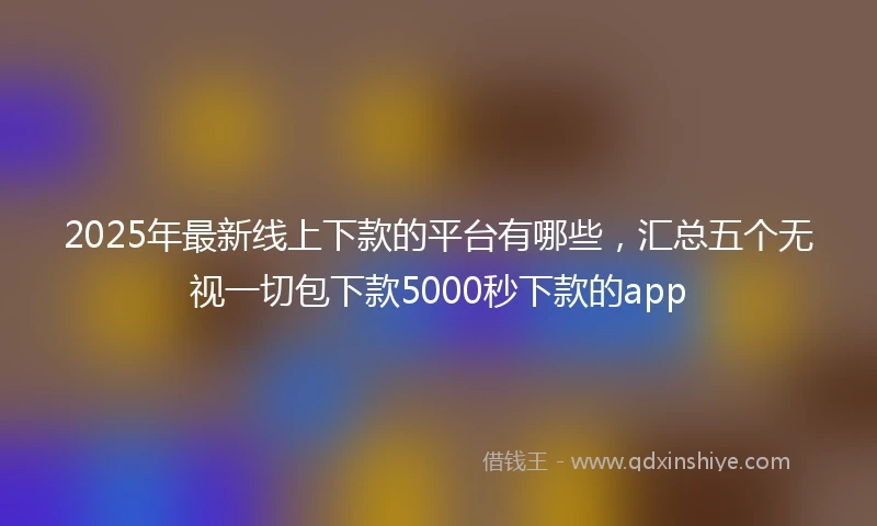 2025年最新线上下款的平台有哪些，汇总五个无视一切包下款5000秒下款的app