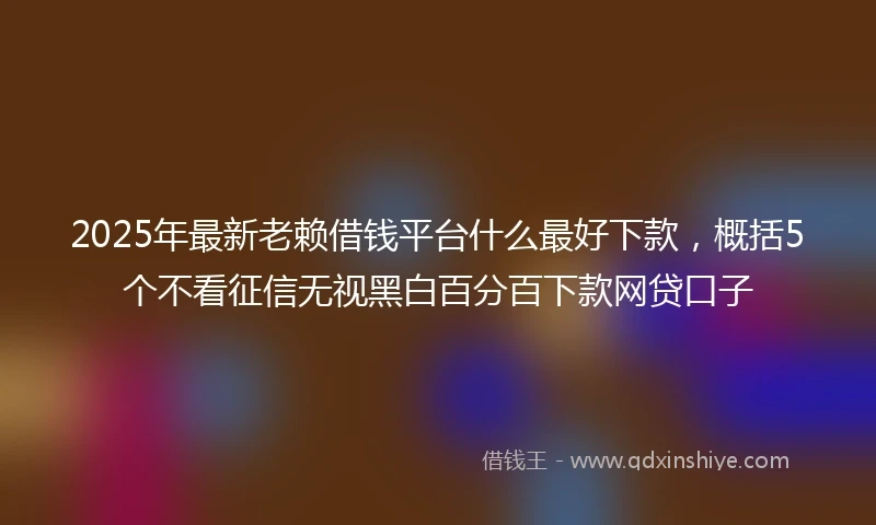 2025年最新老赖借钱平台什么最好下款，概括5个不看征信无视黑白百分百下款网贷口子