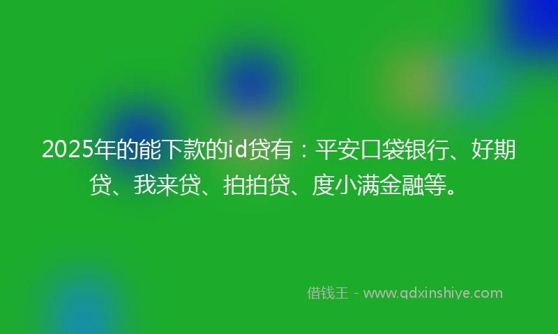 2025年的能下款的id贷有：平安口袋银行、好期贷、我来贷、拍拍贷、度小满金融等。