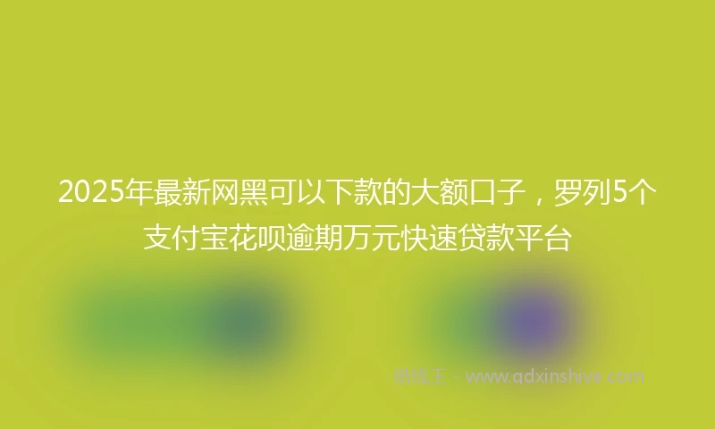 2025年最新网黑可以下款的大额口子，罗列5个支付宝花呗逾期万元快速贷款平台