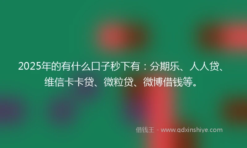 2025年的有什么口子秒下有：分期乐、人人贷、维信卡卡贷、微粒贷、微博借钱等。