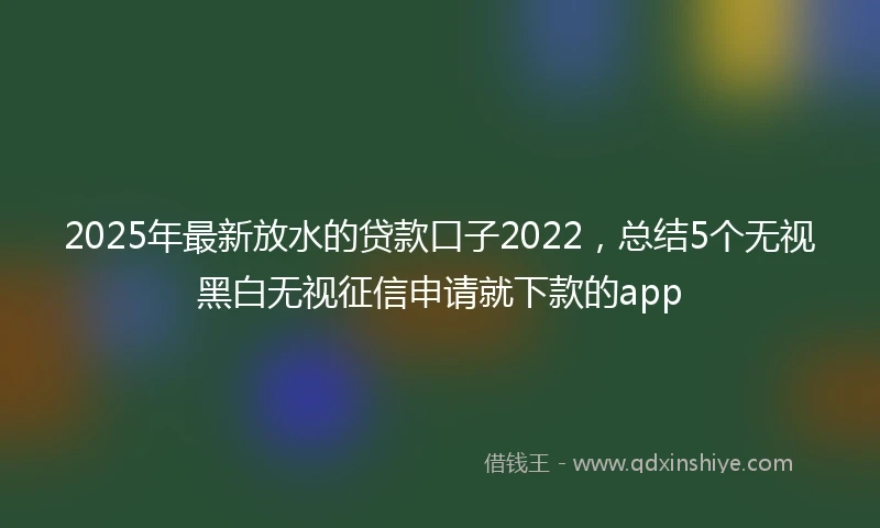 2025年最新放水的贷款口子2022，总结5个无视黑白无视征信申请就下款的app