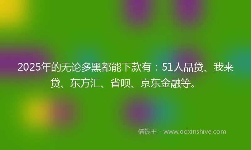 2025年的无论多黑都能下款有：51人品贷、我来贷、东方汇、省呗、京东金融等。